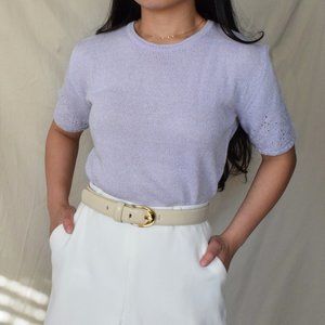 Vintage 80's crewneck lavender knit tee Small